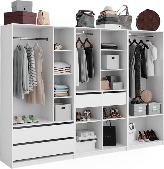 Vicco Armoire Elmo, Wit, 100 x 200 cm Set de 3 parties