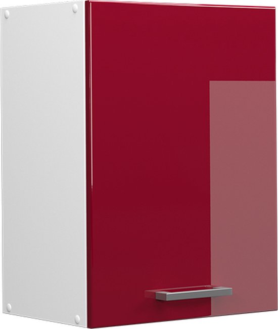 Vicco Armoire suspendue universelle R- Line, Rouge bordeaux brillant/ Wit, 45 cm avec porte