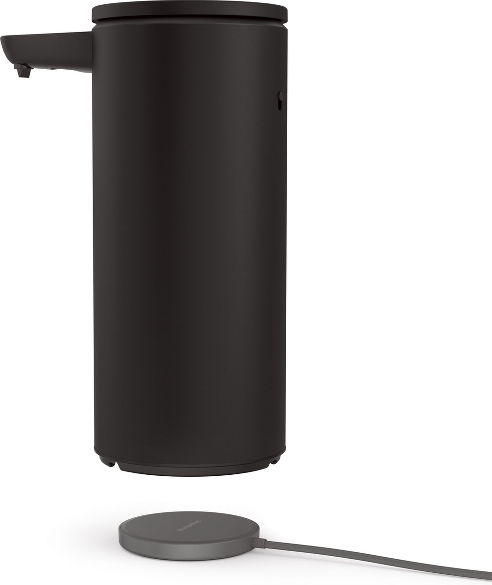 Simplehuman Zeepdispenser 414 ml met Sensor en Wireless Charger en Caddy Zwart Roestvast Staal