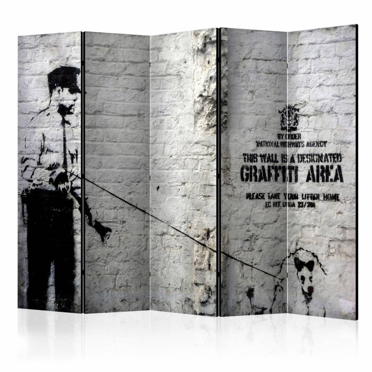 Vouwscherm - Graffiti Area, Banksy 225x172cm , gemonteerd geleverd, dubbelzijdig geprint(kamerscherm)