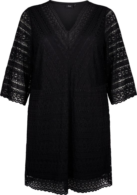 ZIZZI VDANA, 3/4, ABK DRESS Dames Jurk - Black - Maat XL (54-56)