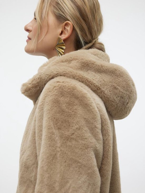 Vero Moda Vmsonjahoodie Veste courte en fausse fourrure Argenté