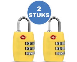 Kofferslot - 2 stuks - Hangslot - Cijferslot - 3 Cijfers - TSA Gecertificeerd - Geel