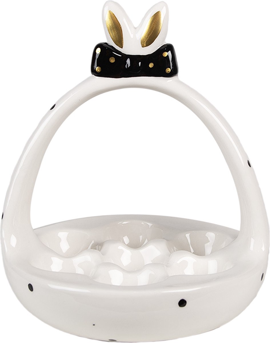 Eierschaal Ø 16x19 cm Wit Zwart Keramiek