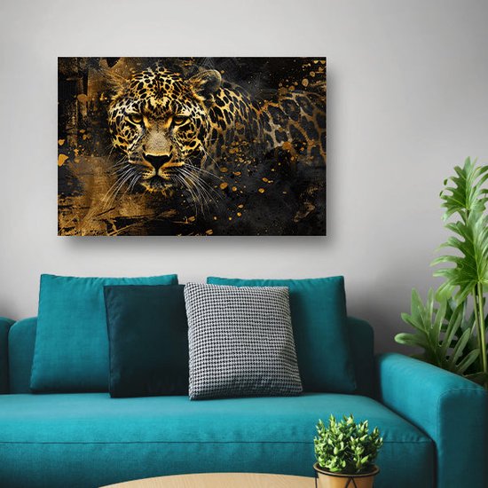 Peinture sur verre léopard - Peinture sur verre Animaux - Peintures sur verre Éclaboussures - Décoration murale moderne - Peinture sur verre acrylique - Décoration murale chambre verre acrylique 120x80 cm