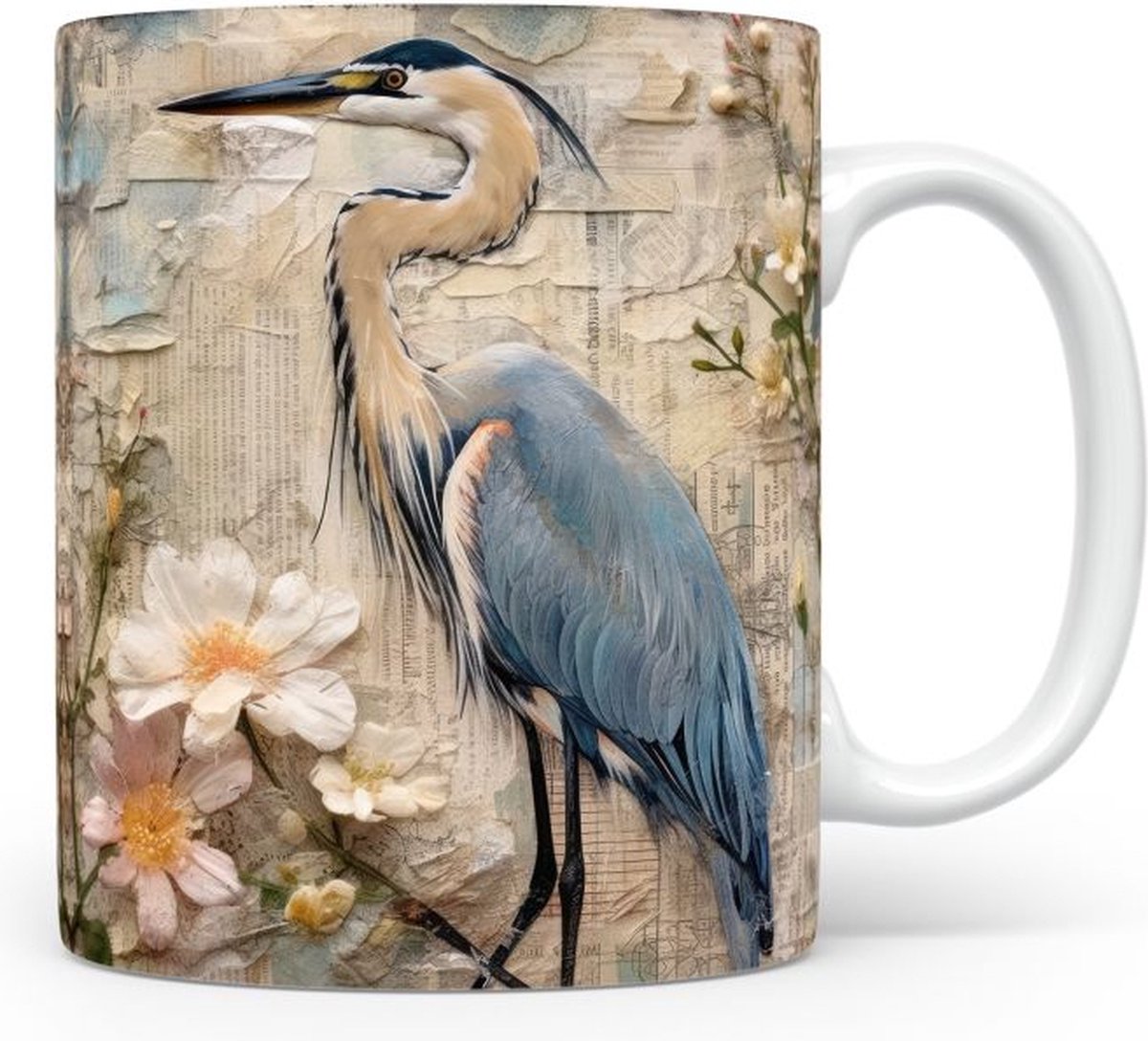 Mok met Grote blauwe reiger