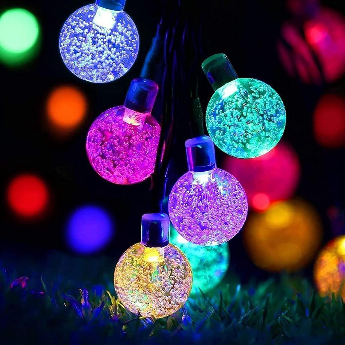 Lichtsnoer op zonne-energie voor binnen en buiten - Waterdicht 50 ledlampen voor tuin patio - Meerkleurig 8 modi bruiloft kerstfeesten Buitenverlichting