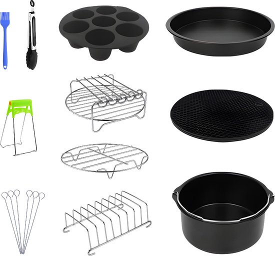 PrepAir - 11-delige airfryer set - Airfryer accessoires set met handleiding - Ø 20cm