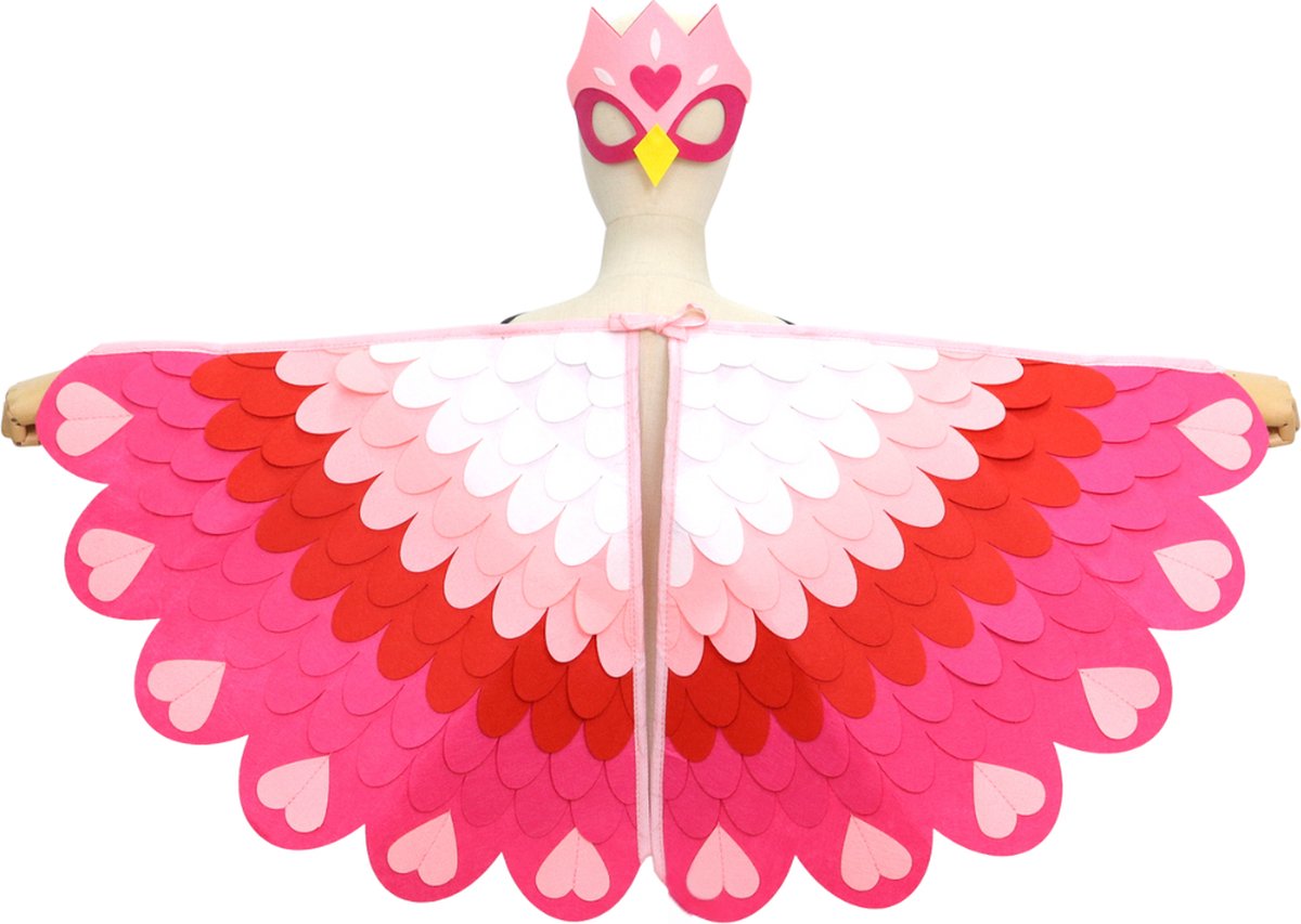 Joya Kids® Vogel Verkleedcape en Masker Roze | Cape met Masker van Vilt | Vilten Verkleedset | Verkleden Paradijsvogel | Meisje en Jongen Verkleedkleding | Cape Set | Carnaval en Halloween Outfit Kinderen — afbeelding 7