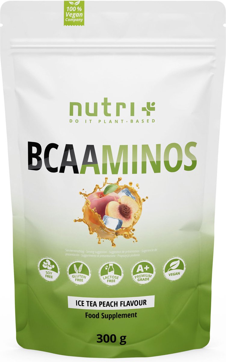 Goedkoopste nutri BCAA poeder Ice Tea Peach - hooggedoseerd aminozuurcomplex - instant BCAA poeder vegan - 2 1 1 L-leucine L-isoleucine L-valine - 300 g