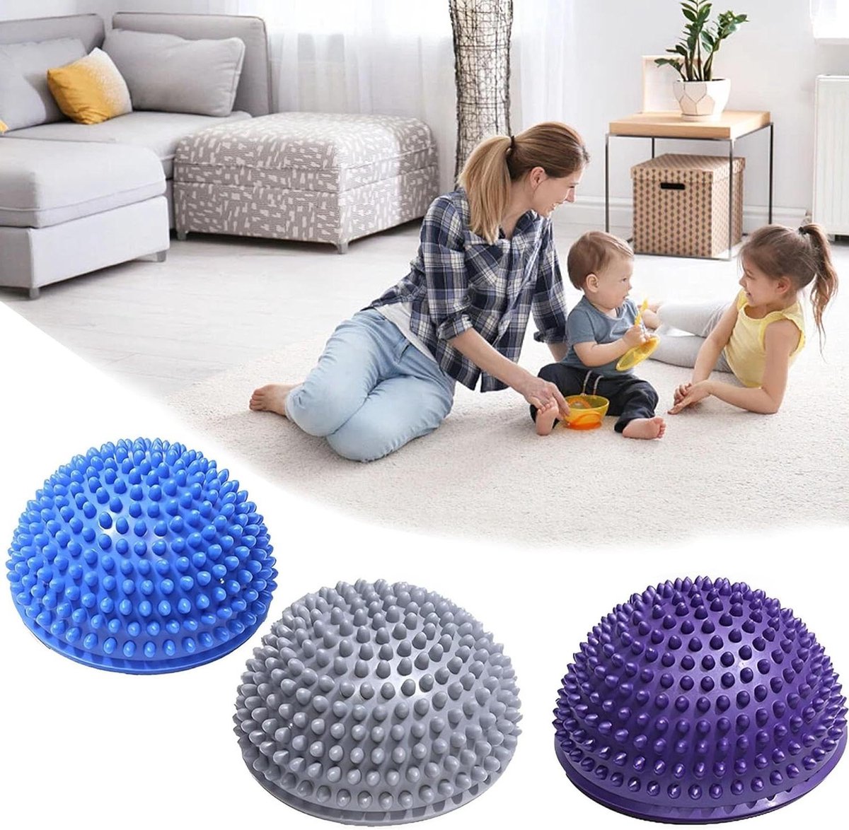 Massagebal Egel Balance Yoga Ball - Halfronde Voetmassage Bal - Oefening Pods voor Massage - Yogaballen voor Balans - Halve Bal en Massage voor Kinderen & Volwassenen massage bal voeten