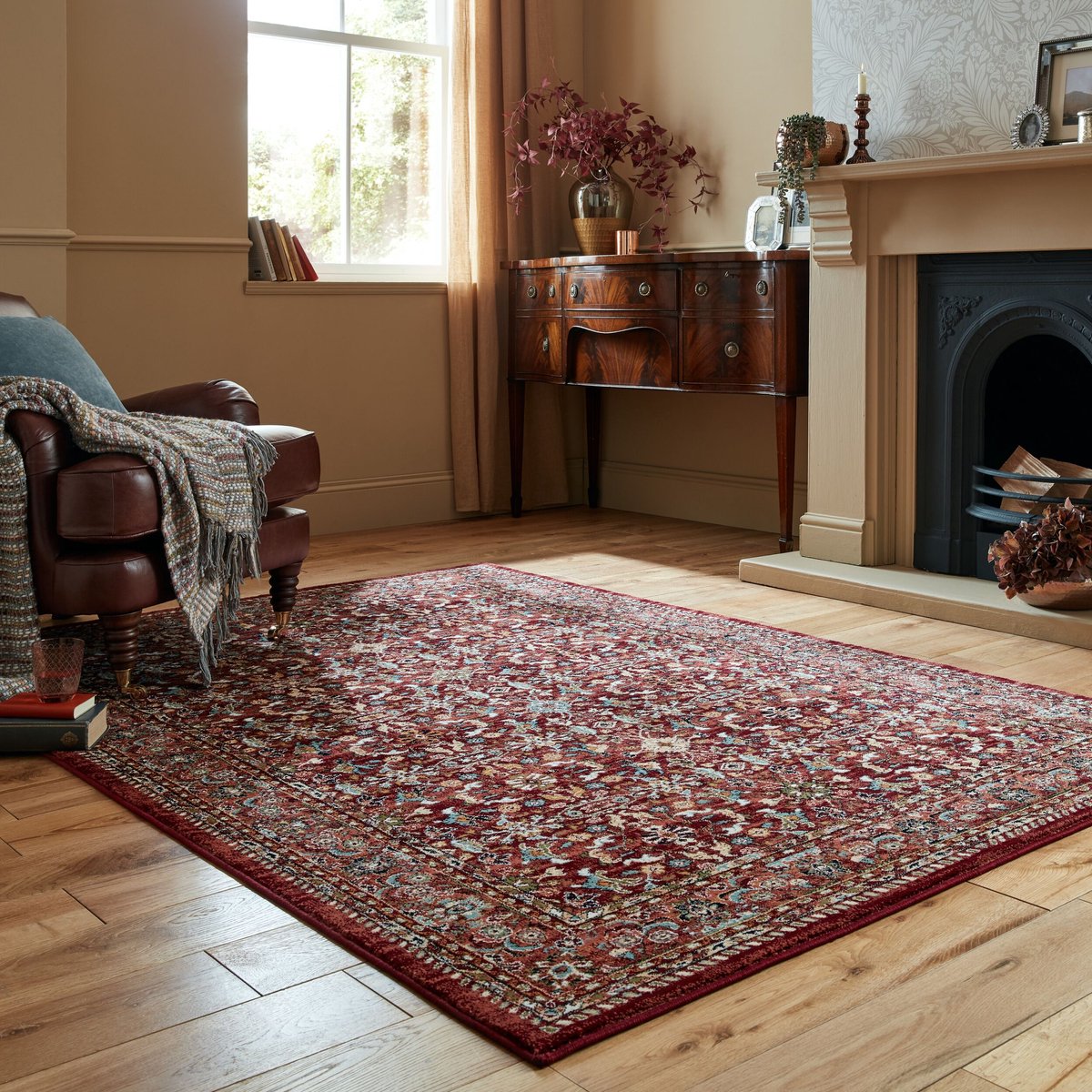 Flycarpets Laagpolig Klassiek Vloerkleed - Vintage - Sandford - Rood 200 x 290 cm