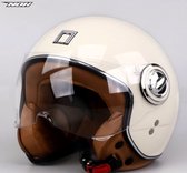 Trendy jet tendance pour le scooter - Casque mode pour le scooter - Casque scooter - Casque cyclomoteur - Crème XS