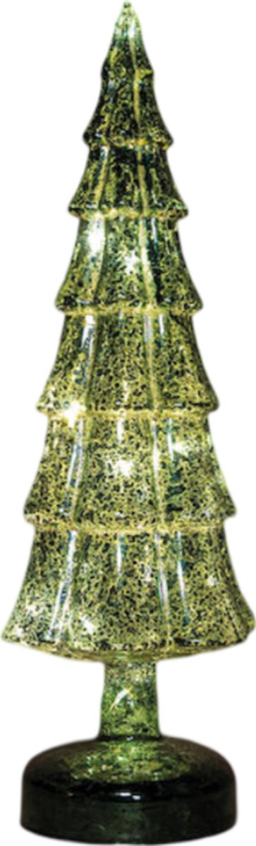 Kerstboompje glas led op batterij met timer 34x11 cm groen Anna's C...
