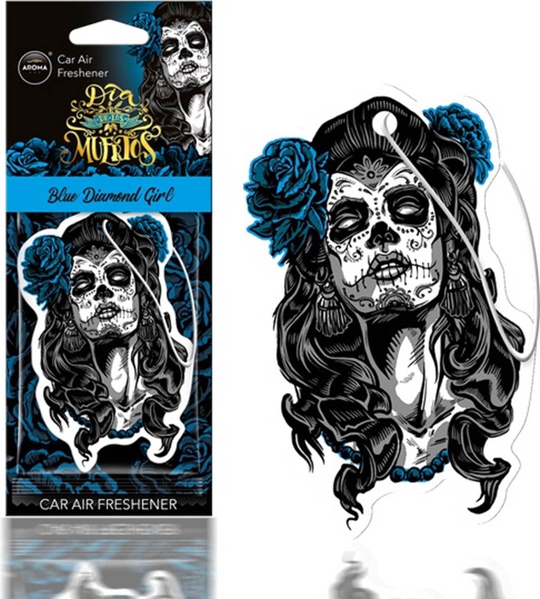 AROMA CAR AROMA Dia de los Muertos Auto Luchtverfrisser Stoere Schedel - Blue Diamond Girl