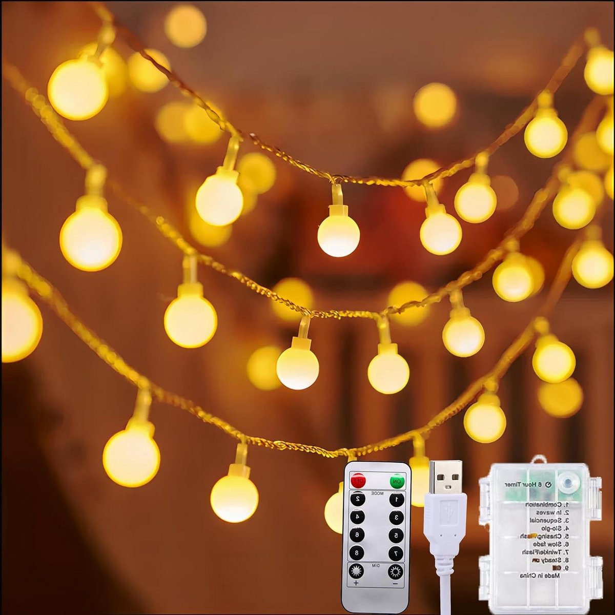 Premier Decorations – Guirlande Lumineuse à LED Pour Intérieur Et Extérieur, Avec Minuteur 100 LED's Warm White