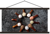 Posterhanger incl. Poster 90x45 cm - Schoolplaat - Lepel - Kruiden - Specerijen - Keuken - Industrieel - Textielposter - Zwarte latten