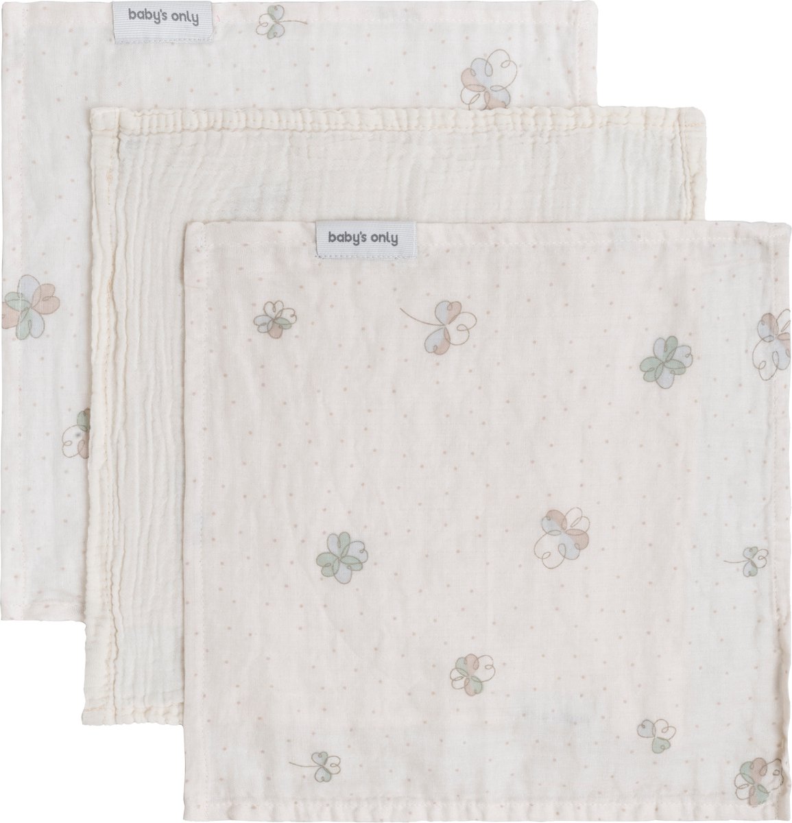 Goedkoopste Baby's Only Monddoekje Tender - 3-pack - Linen/Clover - 30x30 cm