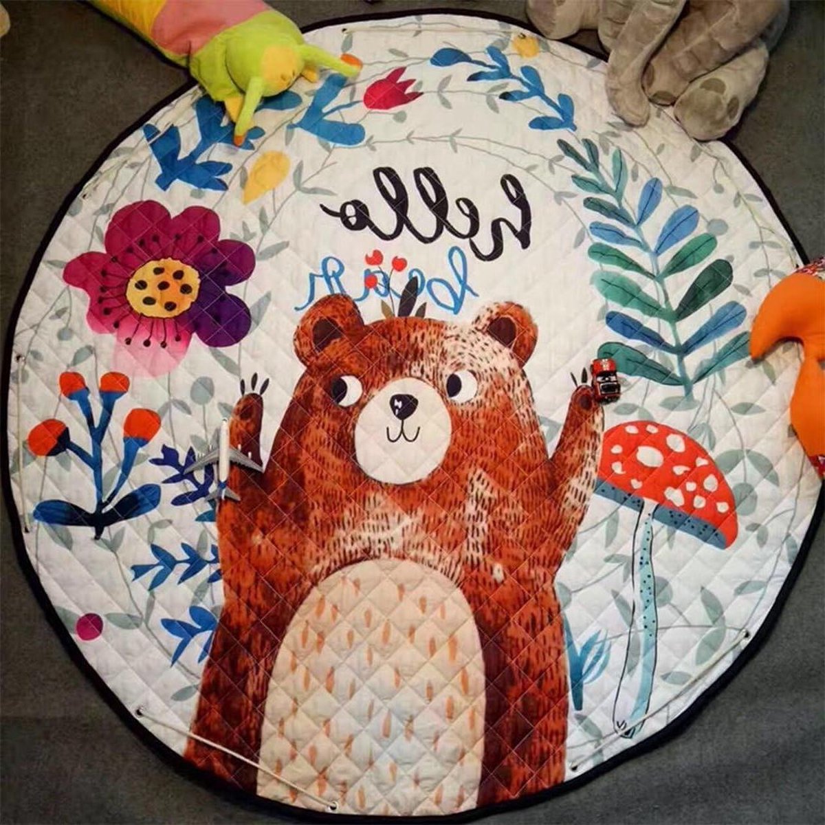 Speelmat voor kinderen opruimzak speeldeken tapijt kinderkamer kindertapijt mat (beer)