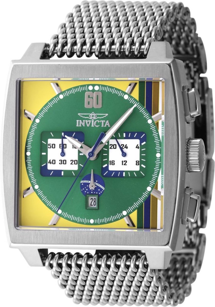 Invicta Racing 47606 Heren Horloge - Waterdicht - Analoog - Quartz Uurwerk - Roestvrij Staal met groene Wijzerplaat -45mm