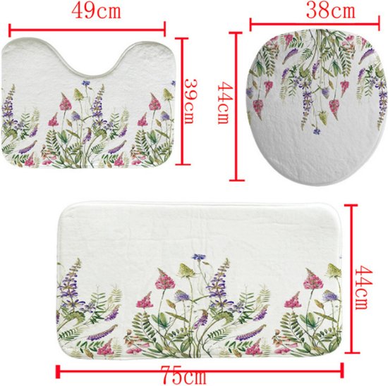 Smavles Badkamermat 3-Delige Set Badkamer Tapijten Badmatten Wasbare Bad Tapijten Oceaan Stijl Toiletmatten Onderwater Wereld Antislip Wc Mat 3D Dolfijn Print Bad Tapijt Set