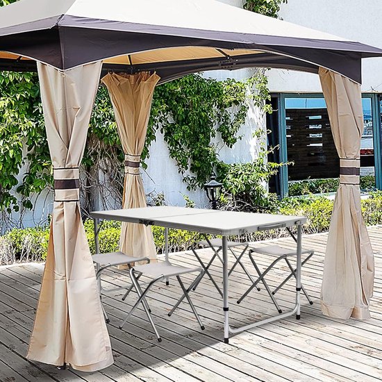 Opvouwbare Picknicktafel Draagbaar voor Camping - Vouwtafel 120x60x70cm - Wit Vouwtafel van Merkloos — afbeelding 3
