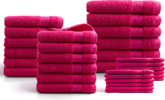 Ensemble de Handdoeken 30 pièces - Collection Hotel - 100% coton - rose