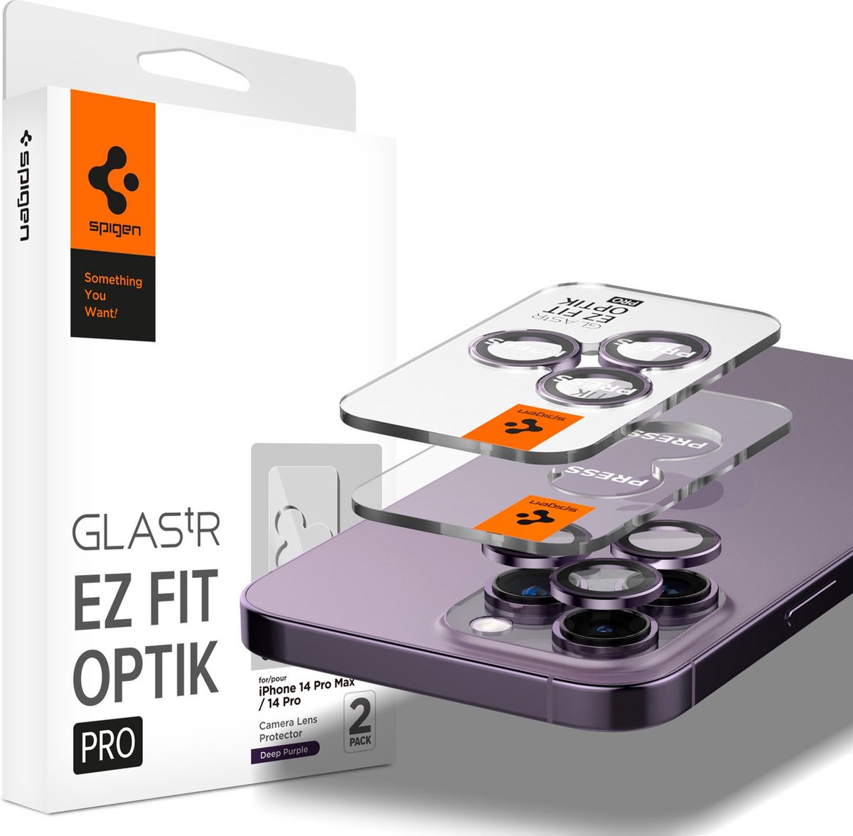 Spigen Optik EZ Fit iPhone 14 Pro / iPhone 14 Pro Max camera beschermer 2 pack Paars