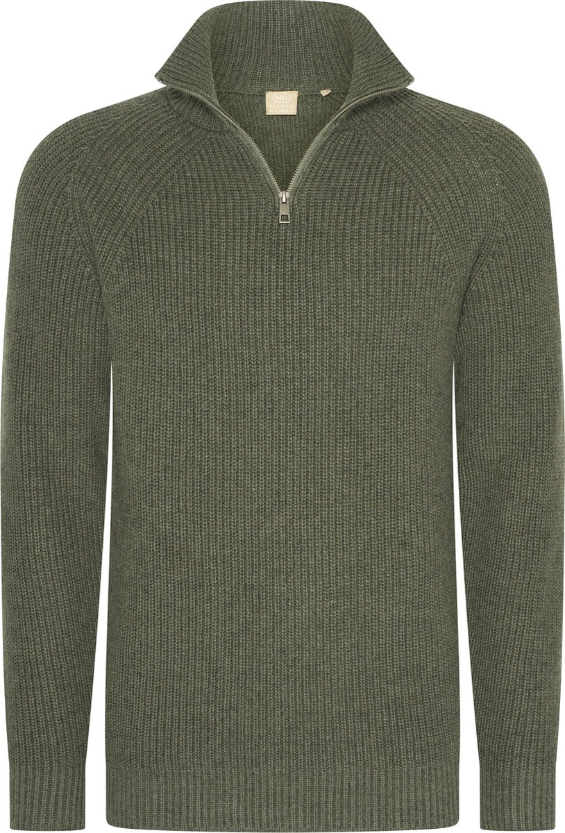 Mario Russo Rib Skipper - Heren Trui - Half Zip - Agave Groen - L