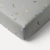Bol.com Petite Amélie Hoeslaken 70x140 cm 'Dino' - 100% biologisch katoenen - Anti-slip basis voor een heerlijke nachtrust - Zee... aanbieding