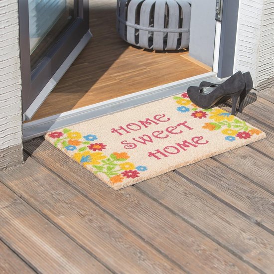 Deurmat Home Sweet Home kokos-optiek - bruin/crème