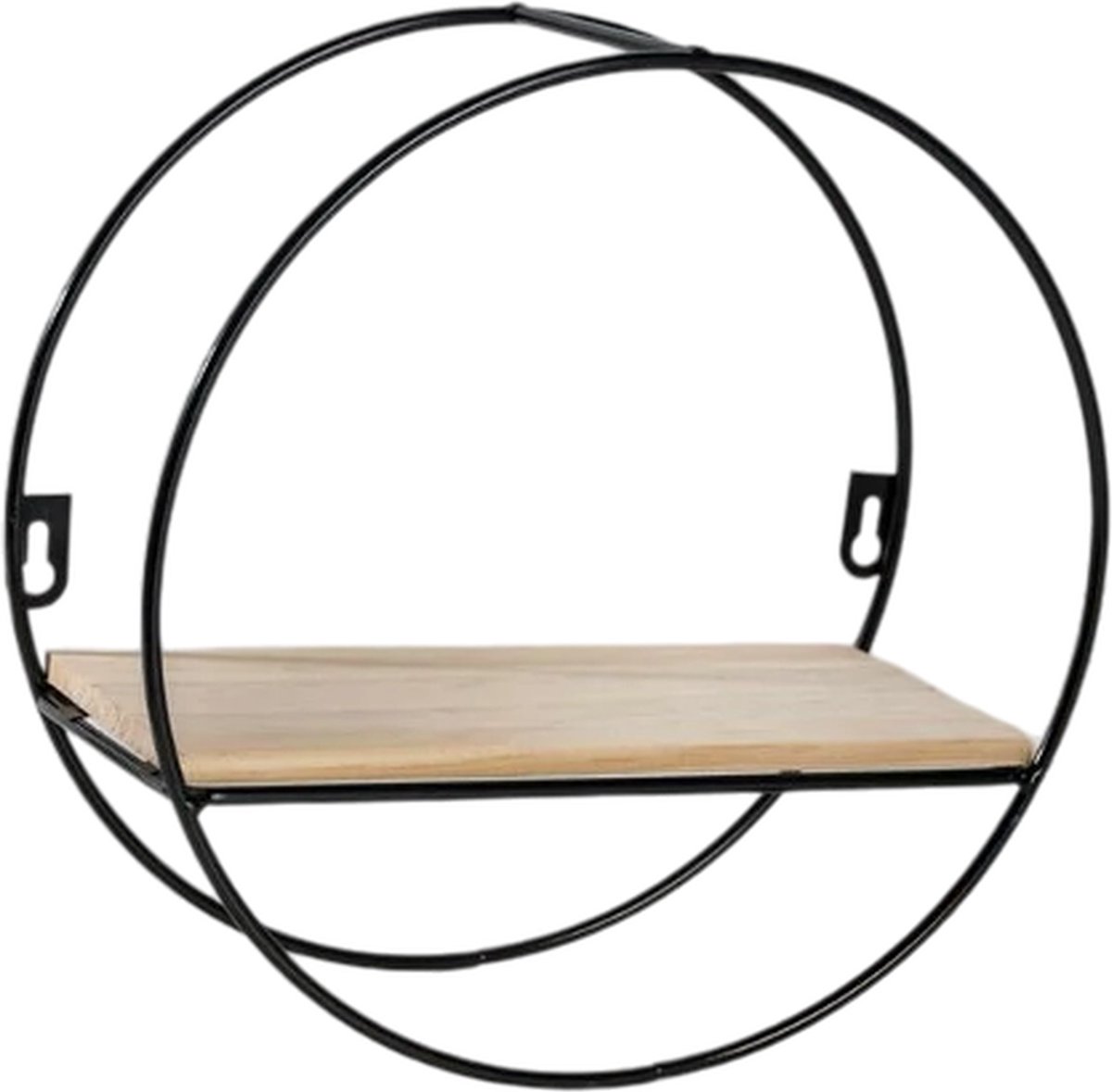 Caryota Wandrek Rond Middel - Wanddecoratie - 1 Laag - Zwart - 25 x 25 x 11 cm - Metaal