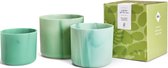 Elho The Ocean Collection Cadeaupakket – Bloempotten Gemaakt van Maritiem Afval - Set van 3 - Ø 14, 16 en 18 cm - Pacifisch groen