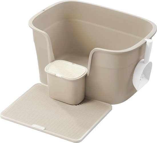 Kattenbak met groot volume, met schep, kist en deodorant (49 x 37 x 35 cm, zwart