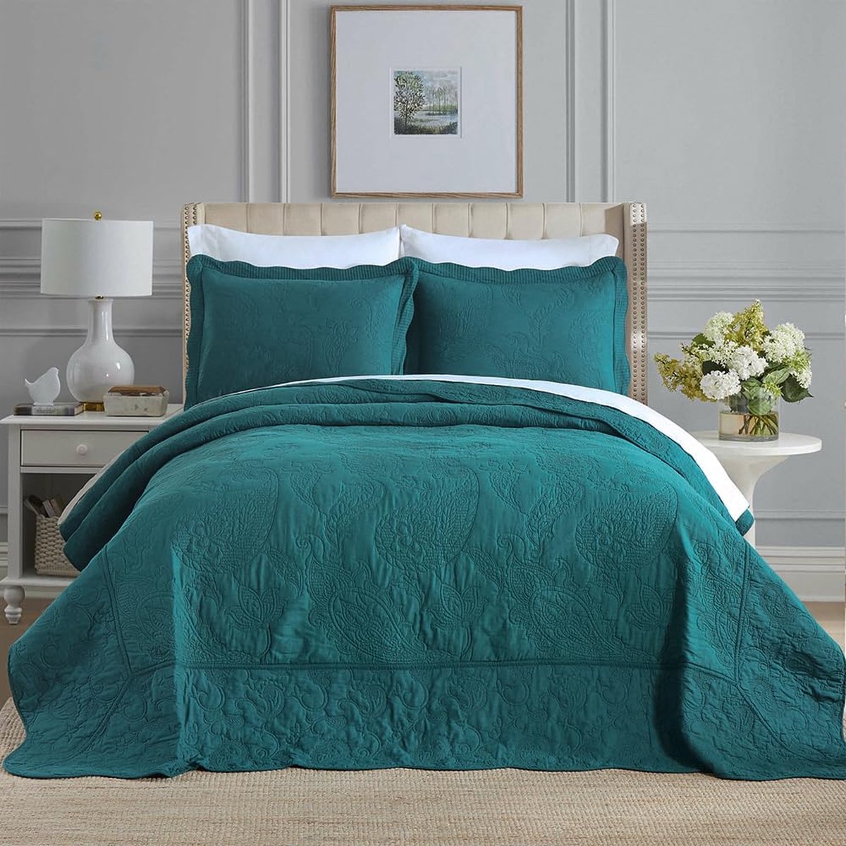 Goodivery ® Elegante Katoenen Sprei met Paisley Bloemenpatroon voor Comfort in Alle Seizoenen