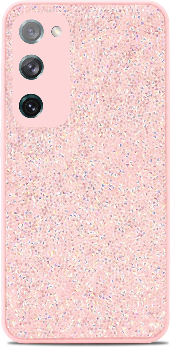 Casemania Hoesje Geschikt voor Samsung Galaxy S20 FE - Roze - Diamant Glitter Back Cover