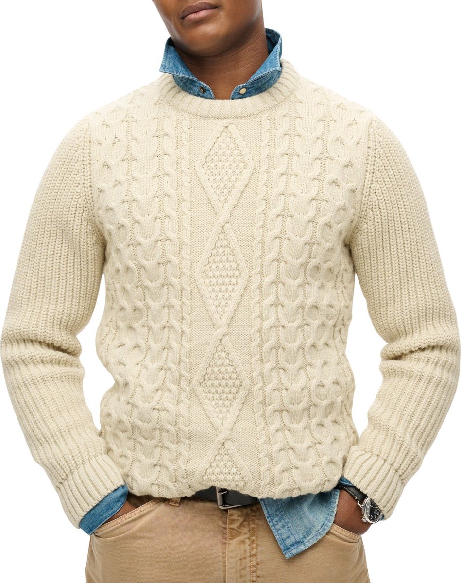 Superdry Jacob Cable Trui Heren Creme
