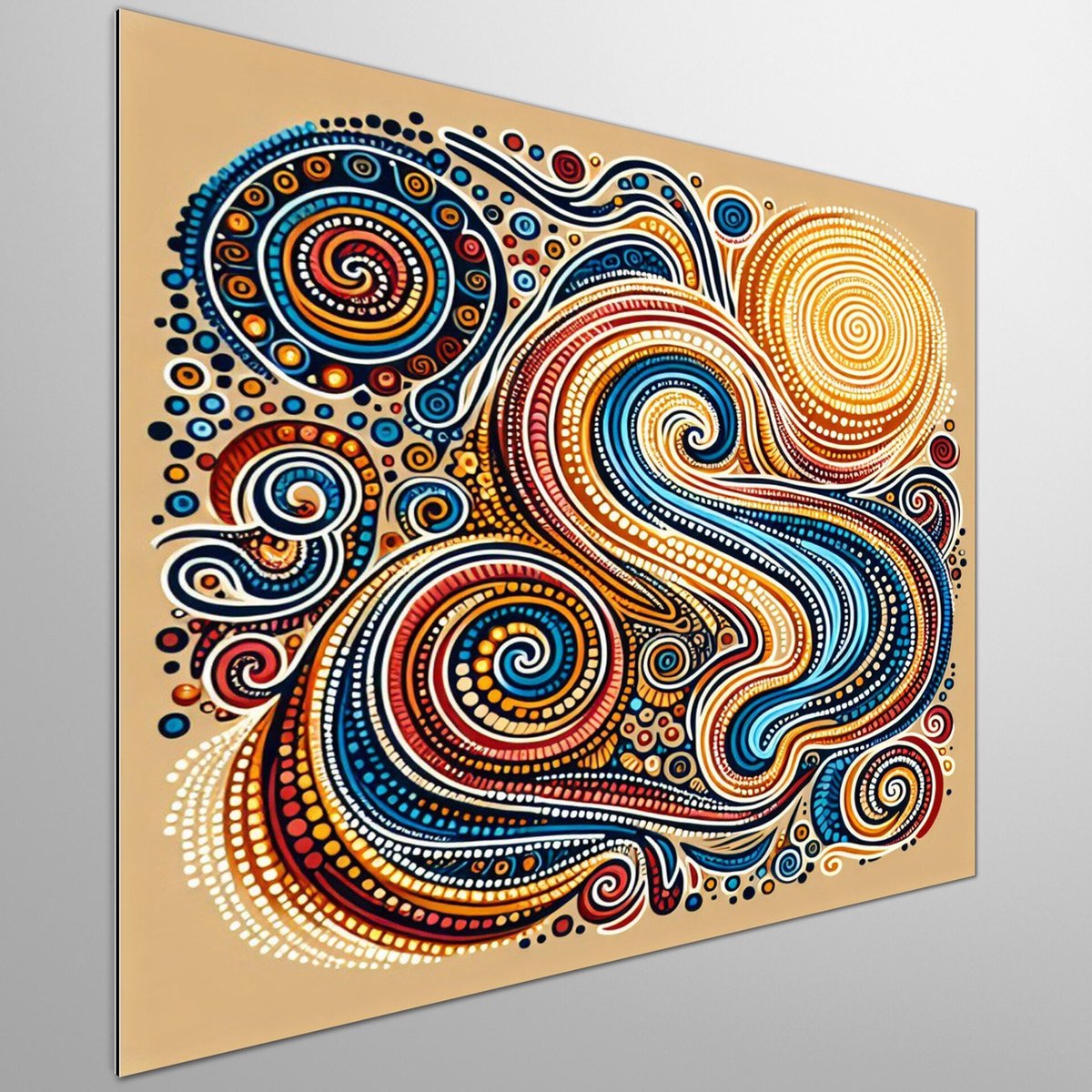 Abstract aboriginal schilderij | Primitieve patronen transformeren tot moderne abstracte Aboriginal kunstwerk | Kunst - 100x100 centimeter op Dibond | Foto op Dibond
