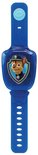 Een blauwe Paw Patrol leerhorloge met Chase op het scherm en een blauwe band.