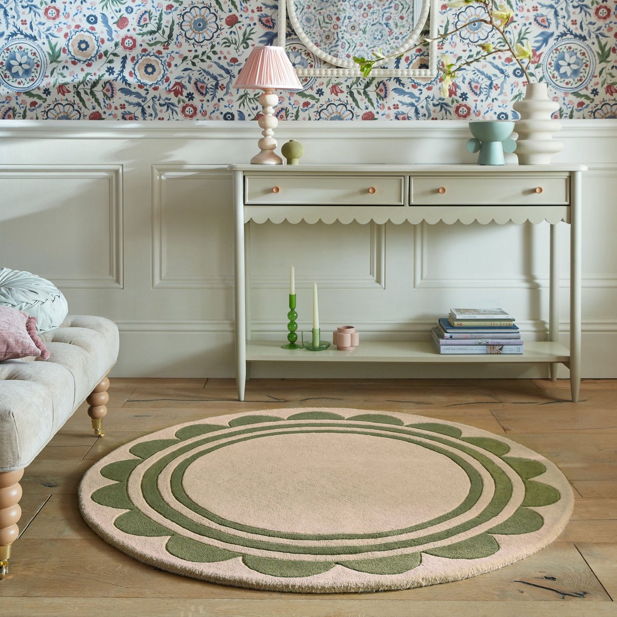 Flycarpets Rond - Laagpolig vloerkleed Lois - 100% Wol - Groen Ø 120 cm