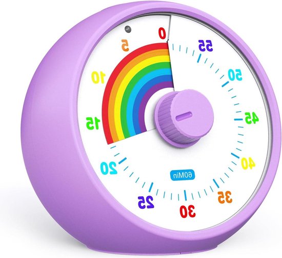 Foto: 60 minuten countdown timer voor kinderen keuken klaslokaal bureau kids time management silent operation pomodoro timer regenboog patroon paars douche timer