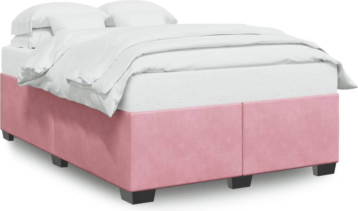 vidaXL - Bedframe - fluweel - roze - 140x200 - cm