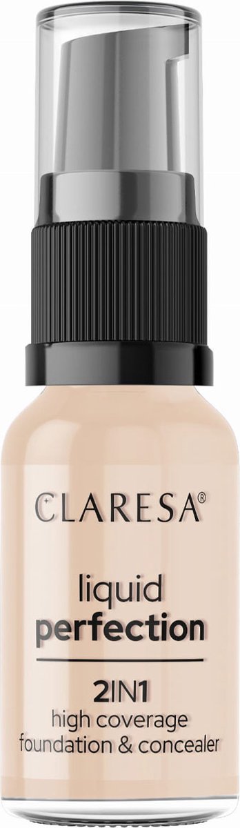 CLARESA LIQUID PERFECTION 102 WARM MEDIUM 2 IN 1 FOUNDATION & CONCEALER 18 GRAM