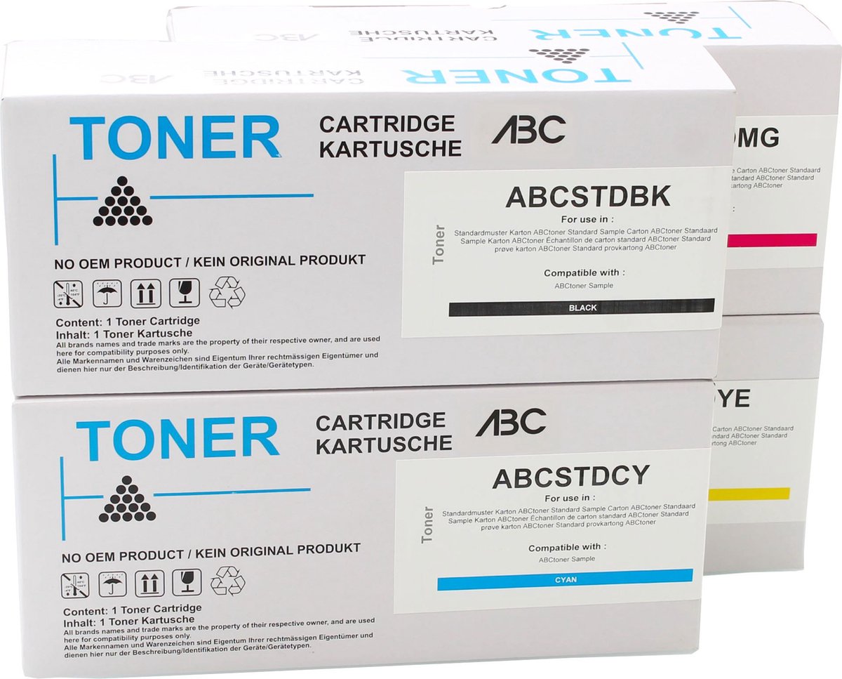 Set 4x ABC huismerk toner (MET CHIP) geschikt voor HP 220X Color Laserjet Pro 4202dn 4202dw MFP 4302dw 4302fdn 4302fdw
