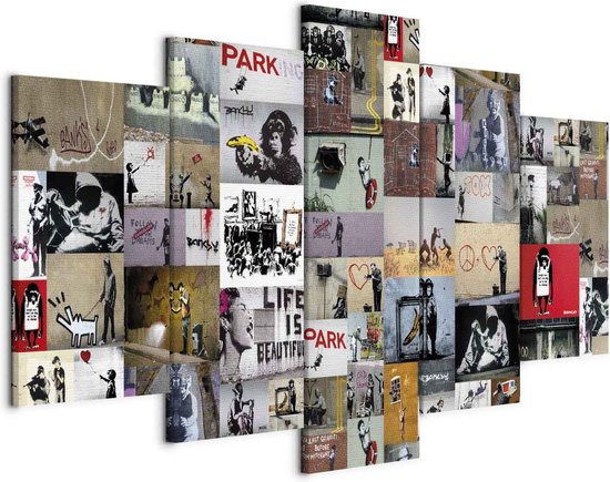 Schilderij - Art of Collage: Banksy IV