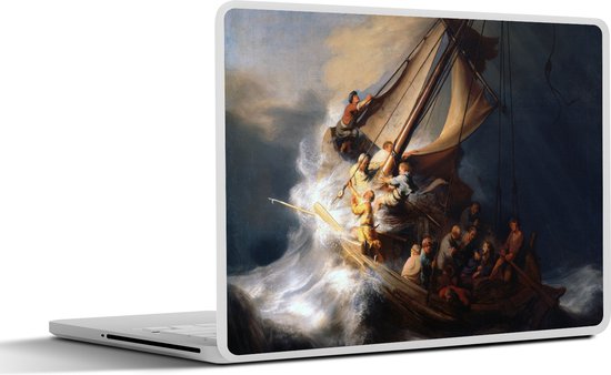 Laptop sticker - 14 inch - De storm op het meer van Galilea - Rembrandt van Rijn - 32x5x23x5cm - Laptopstickers - Laptop skin - Cover