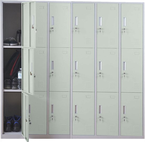 Locker Boston T829, lockerkast kluisje, metaal 18 vakken ~ groen