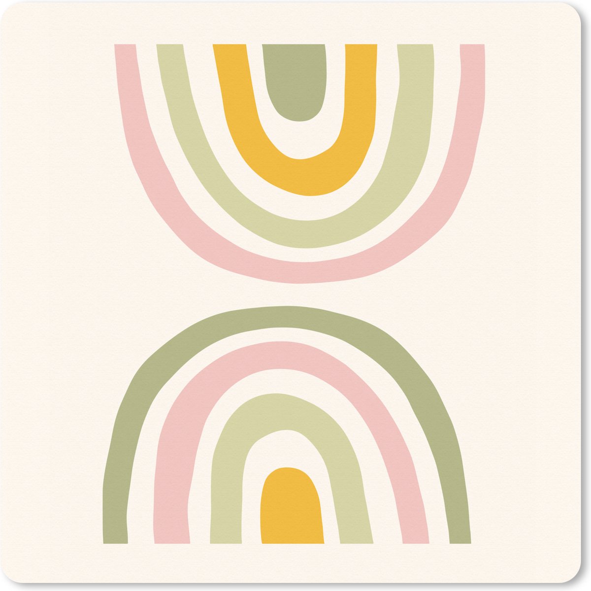Muismat XXL 50x50 cm - Bureau onderlegger - Bureau mat Regenboog - Pastel - Groen - Roze - Modern - Bureaumat - Gaming mousepad xl - Bureaulegger groot - Computer deskmat