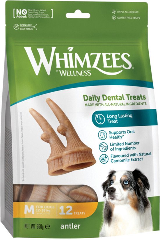 Whimzees Antler M - Kauwsnacks - Hond - 12st