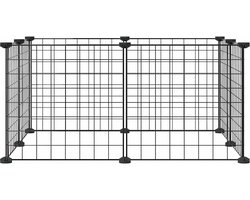 vidaXL - Huisdierkooi - met - 8 - panelen, - zwart, - 35x35 - cm, - staal